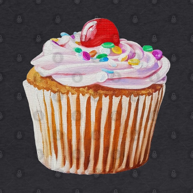 Cherry Cupcake painting (no background) by EmilyBickell